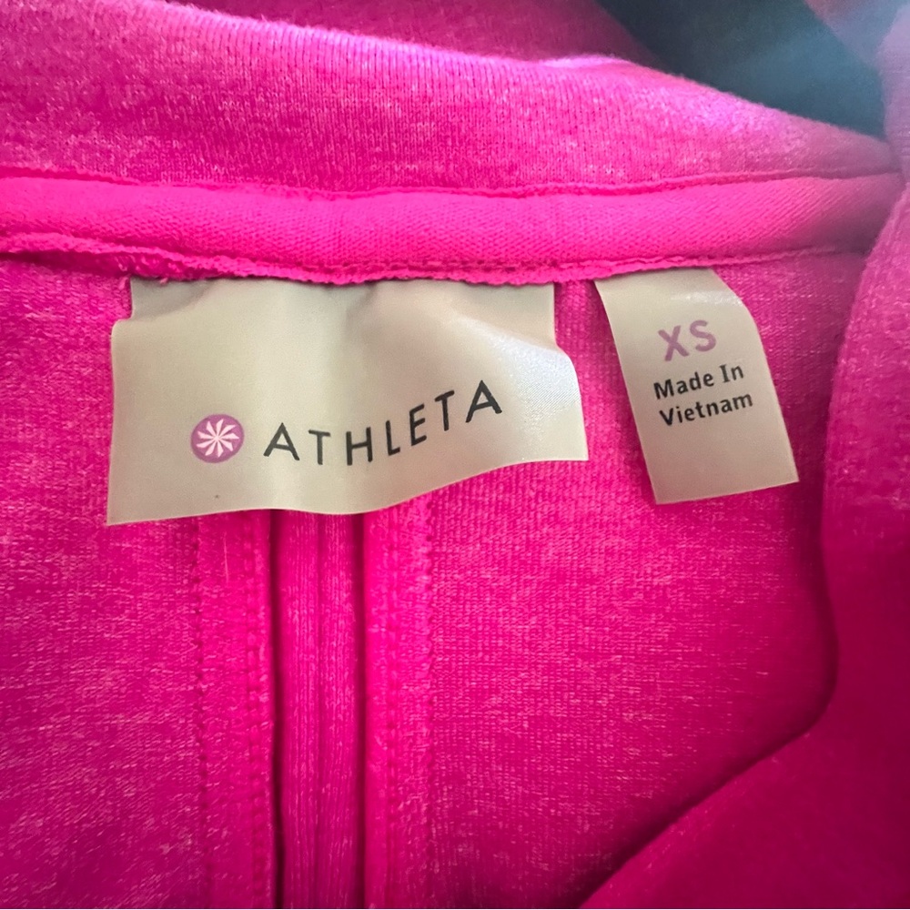 NEW Athleta Rishi Yoga Hot Pink Zip Up Hoodie Activewear Running Fitted Gym - Picture 9 of 10